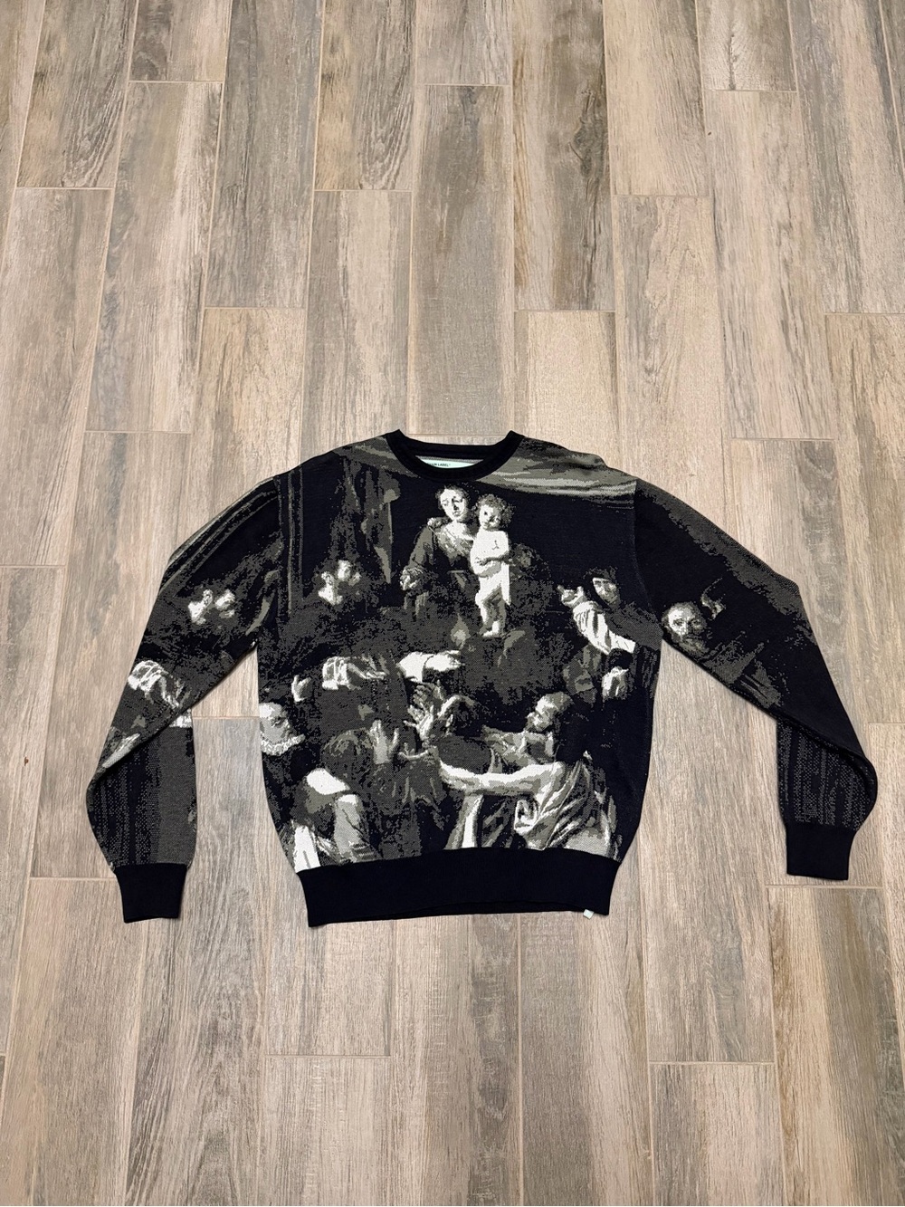Off-White FW20 Caravaggio Painting Crewneck Knit Sweater
